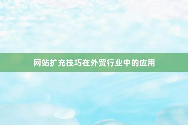 网站扩充技巧在外贸行业中的应用